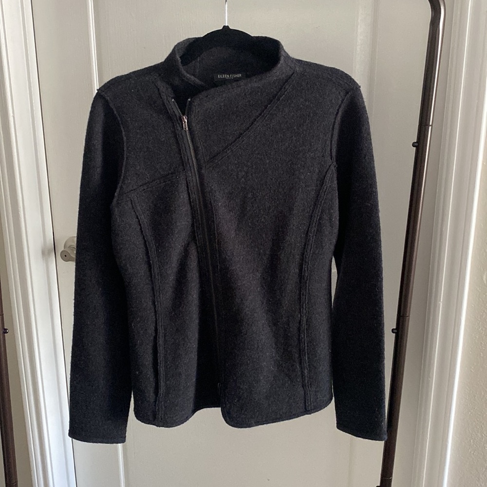 Eileen Fisher Wool Size Zip Moto Jacket